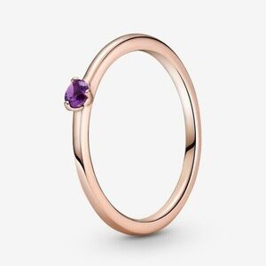 Pandora Rose Gold Plated Purple Solitaire Ring Size US 9.5 Authentic